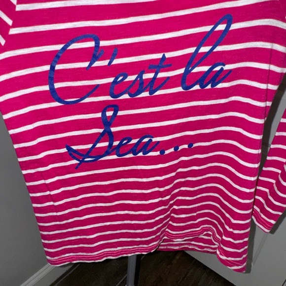 Macbeth Collection by Margaret Josephs Pink and White Striped Blouse - Picture 4 of 10